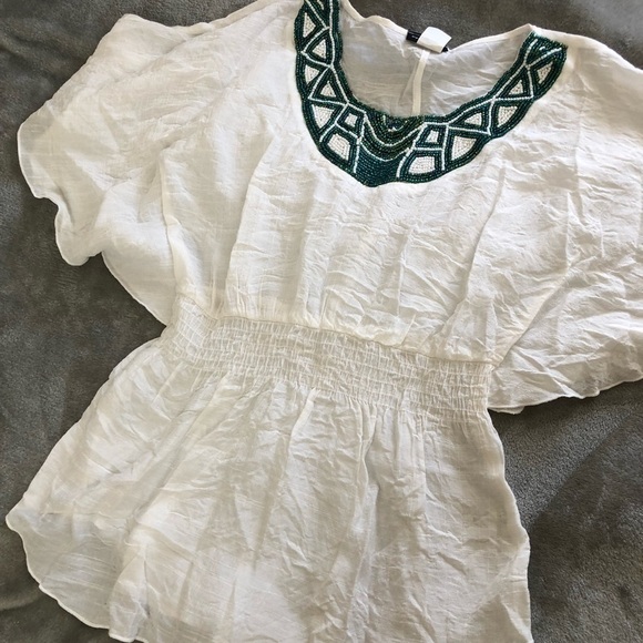 White boho batwing top - Picture 3 of 5